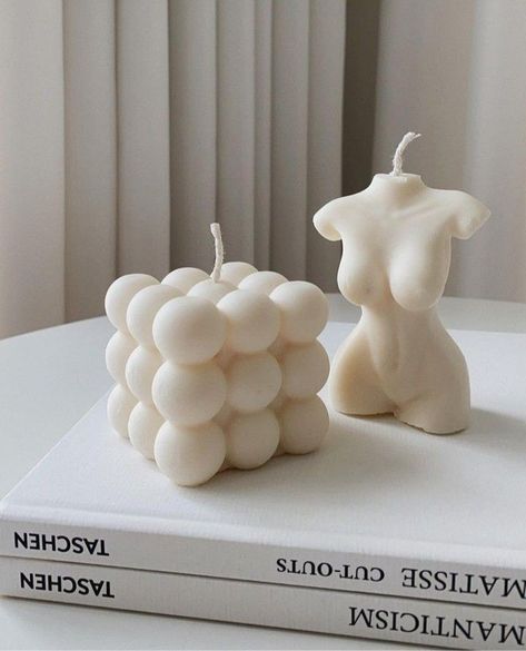 Home decor 2pcs aesthetic bubble candle, female body candle, soy wax scented candles. Aesthetic hand poured home decor. (creamy/off white) On Amazon. #affiliatelink #ad White Candle Holders, Bubble Candle, Shaped Candle, Aesthetic Candles, Candle Aesthetic, Candle Displays, Candle Packaging, Cube Design, Home Scents