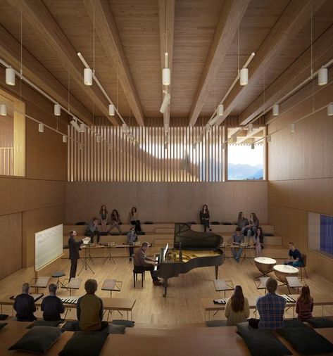 Aiglon College, Music School Plan, Academy Building, Classroom Architecture, Music Architecture, Music Studio Design, Dance Studio Design, Music Room Design, Classroom Interior