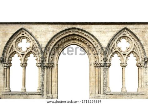 Gothic Arches Isolated On White Background Stock Photo (Edit Now) 1718229889 Castle Transylvania, Building Elevations, Pillar Decorations, Gothic Arches, Architecture Ancient, Castle Exterior, Castle Window, Gothic Arch, Girl Room Inspiration