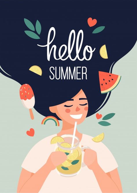 Happy Woman Illustration, Hello Summer Wallpapers, Scandinavian Hygge Decor, Summer Illustration Design, Summer Illustration Art, Happiness Illustration, Scandinavian Hygge, Industrial Farmhouse Decor, Woman Character