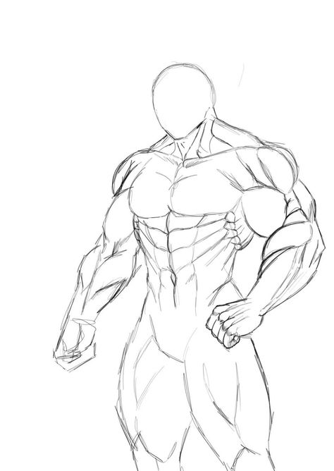 How To Draw Chest Male, Muscular Man Art Reference, Male Muscle Pose Reference, Man Drawing Pose Reference, Physique Sketch, Guy Anatomy Drawing, Body Drawing Tutorial Male, Upper Body Drawing Reference, Standing Side Profile Drawing