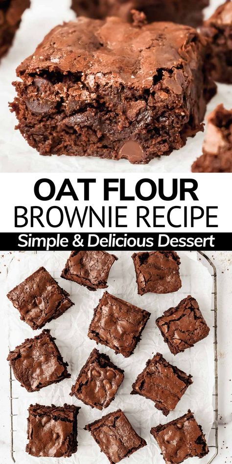 Desserts With Oats, Oat Flour Brownies, Brownies Gluten Free, Glutenfri Baking, Oatmeal Flour, Oat Flour Recipes, Gluten Free Brownies, Gf Desserts, Gluten Free Sweets