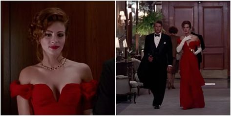 Vivian's 10 Best Outfits In Pretty Woman Pretty Woman Costume Red Dress, Pretty Woman Movie Outfits, Pretty Women Outfits Movie, Pretty Woman Red Dress, Pretty Woman Outfit, Pretty Woman Dress, Pretty Woman Movie, Pretty Woman Costume, Black Halloween Dress