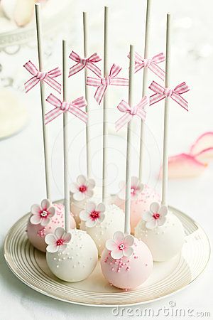 Baby Shower Kuchen, Flower Cake Pops, Pink Cake Pops, Wedding Cake Pops, Cupcake Shops, Cherry Blossom Wedding, Cupcake Cake, Cake Balls, Pink Cake