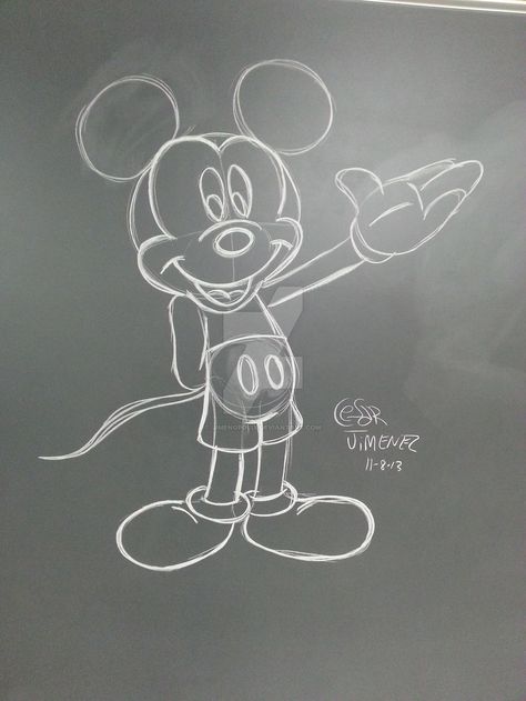 Mickey Mouse on the Chalk Board by JIMENOPOLIX Mickey Mouse Chalk Art, Chalk Drawing Ideas, Drawing Ideas Disney, Birthday Chalkboard Art, Chalk Designs, Fun Chalk Art, Chalk Design, Chalk Wall, Chalkboard Drawings