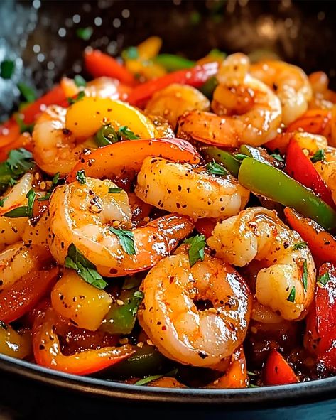 Shrimp and Pepper Stir-Fry Recipe | Quick and Easy Meal Prawns Stir Fry Recipes, Shrimp And Sweet Peppers, Wok Recipes Shrimp, Shrimp And Peppers Recipe Stir Fry, Shrimp And Pepper Stir Fry, Chinese Shrimp Stir Fry, Peppers And Shrimp Recipes, Shrimp Recipes Zucchini, Quick And Easy Fish Dinner Recipes