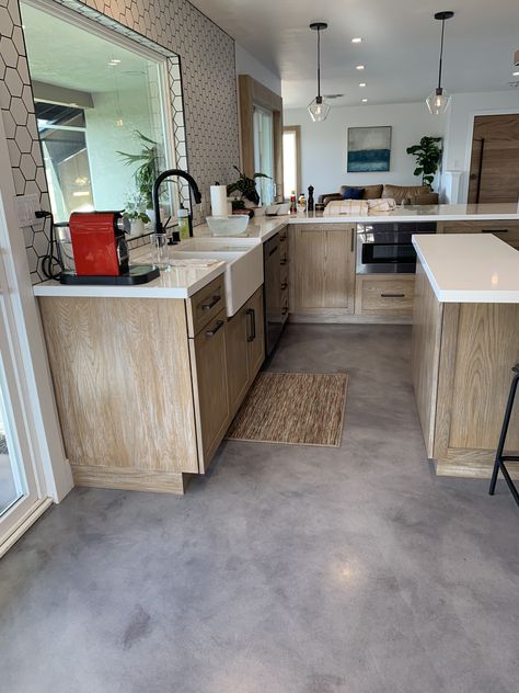 C&N Decorative Concrete Cement Floor Kitchen Ideas, Concrete Floors Bathroom Ideas, Colored Concrete Floors Interior Design, Finished Cement Floors, Concrete Floor Bathroom Ideas, Painted Concrete Bathroom Floor, Indoor Cement Floor Ideas, Stamped Concrete Kitchen Floor, Natural Concrete Floors