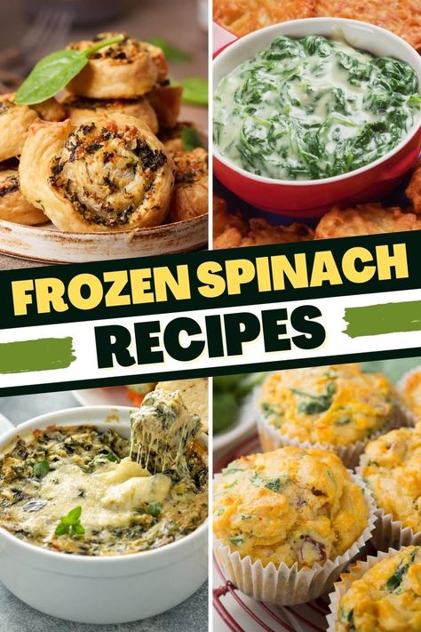 Try these frozen spinach recipes to add some nutrients to your plate! From enchiladas to pizza to lasagna, spinach makes just about any dish a little healthier. Spinach Recipes Side, Frozen Spinach Recipes, Lasagna Spinach, Creamy Spinach Artichoke Dip, Easy Quiche Recipe, Spinach Recipes Healthy, Spinach Gratin, Resep Vegan, Greek Spinach Pie