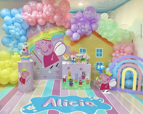 Peppa Pig Backdrop, Peppa Pig Birthday Party Decorations, Pig Balloon, Peppa Party, Daisy Decorations, Barbie Party Decorations, Peppa Pig Birthday Party, Pepa Pig, Birthday Party Background