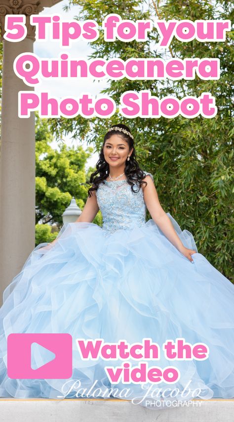 In this video I share with you 5 Tips for your Quinceanera Photo Shoot, you can apply those tips to pretty much any other kind of photo shoot. San Diego Quinceanera, Quinceanera Photo Shoot, Quinceanera planning, Paloma Jacobo Photography Cute Quince Picture Ideas, Photo Shoot Ideas Quince, Sweet 15 Photoshoot Ideas, Poses For Quinceanera Pictures, Quince Picture Poses, Quinceanera Poses Photo Shoots, Sweet 16 Picture Ideas Photoshoot, Quinceanera Photoshoot Poses, Quince Poses Photo Shoots