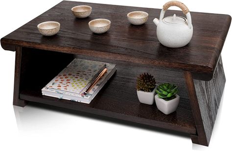 AmazonSmile: ENSO-Uji Japanese Meditation & Tea Table – Folding Floor Altar Table Made of Solid Paulownia Wood with Lower Shelf – Chabudai for Dining & Spiritual Practices, Foldable Low Table for Floor Sitting : Home & Kitchen Floor Altar, Japanese Meditation, Japanese Tea Table, Bay Window Table, Foldable Coffee Table, Meditation Tea, Rustic Industrial Coffee Table, Meditation Table, Window Table