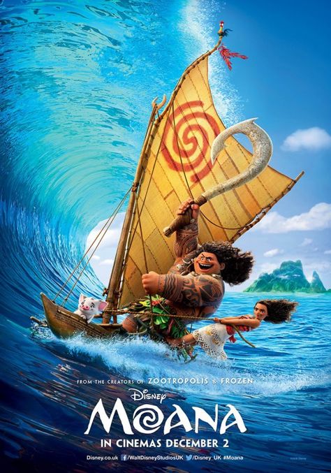 This one is fun. Though it had a lot of Disney cheesies and bad musical numbers in there, the good stuff redeemed it, such as Maoi and his fourth-wall breaking, Disney-teasing lines...Moana's mission of reclaiming her people's birthright...the animation...the orchestral side of the soundtrack--and, of course, the Polynesian islands and myths. :D Moana Poster, Moana 2016, Moana Movie, Moana Disney, Animation Disney, 디즈니 캐릭터, Film Disney, Disney Moana, Walt Disney Animation