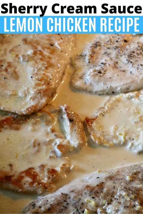 Sherry Cream Sauce Seafood, Lemon Chicken Casserole, Sherry Sauce Recipe, Sherry Cream Sauce Recipe, Sherry Chicken, Sherry Cream Sauce, Easy Chicken Casserole, Butter Cream Sauce, Cream Sauce For Chicken