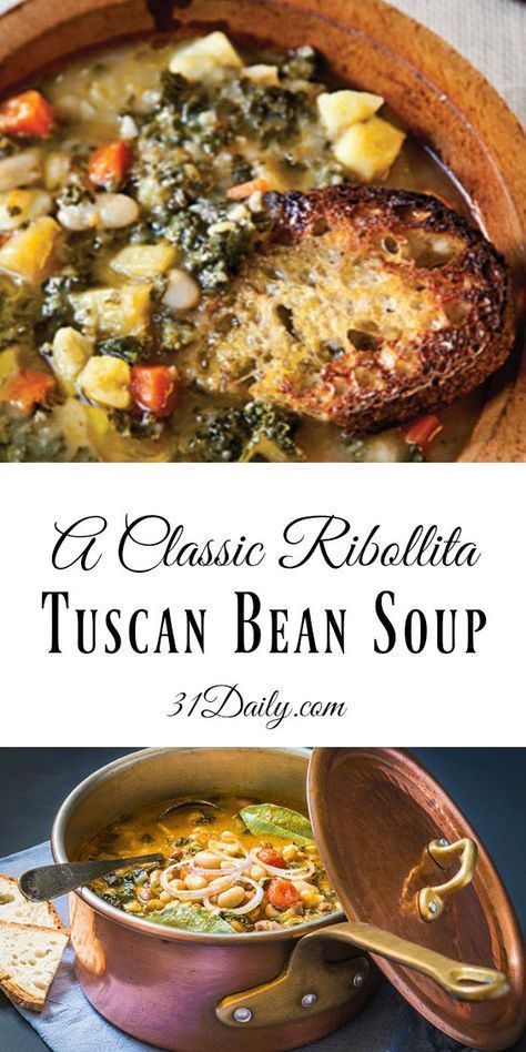 A Classic Ribollita Tuscan Bean Soup at 31Daily.com #soup #beans #vegetables #31Daily Tuscan Bean Soup, Bean Soup Recipe, Healthy Superfoods, Bean Soup Recipes, Resep Diet, Soup And Stew, Protein Recipes, Easy Soups, Easy Soup Recipes