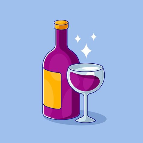 Wine Cartoon, Glass Of Red Wine, Red Wine Bottle, Wine Bar, Cartoon Styles, Red Wine, High Quality Images, Wine Bottle, Vector Images