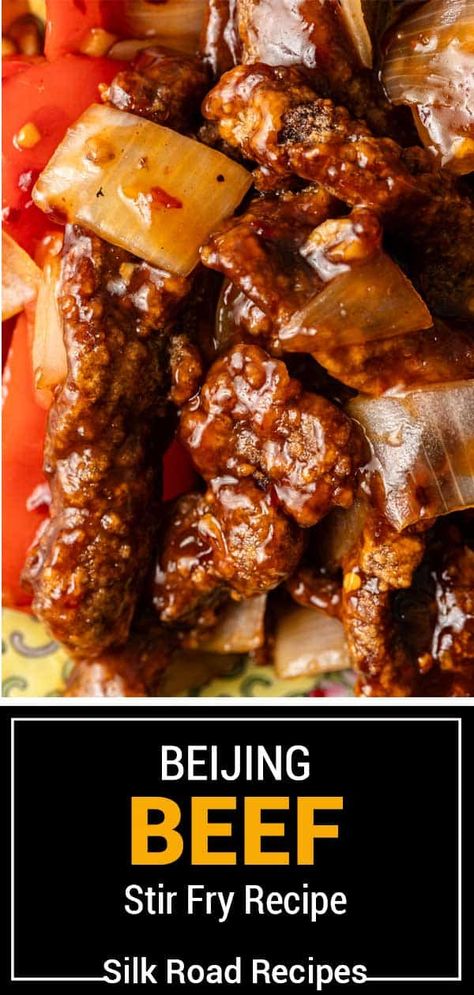 Beijing Beef Stir Fry Spicy Beef Stir Fry Recipes, Korean Beef Stir Fry Recipes, Best Beef Stir Fry, Crispy Beef Stir Fry, Asian Beef Stir Fry, Spicy Beef Stir Fry, Beijing Beef, Asian Sauce Recipes, Asian Cuisine Recipes