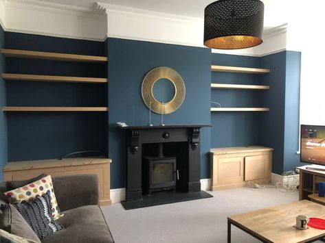 Fireplace No Chimney, Built In For Dining Room, Chimney Breast Ideas, Edwardian Living Room, Radiators Living Room, Alcove Ideas Living Room, Alcove Ideas, Log Burner Living Room, House Lounge