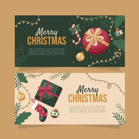 Free Vector | Christmas banners in flat design Christmas Poster Design, Christmas Promo, Christmas Graphic Design, Christmas Campaign, Christmas Promotion, Christmas Flyer, Christmas Layouts, Holiday Banner, Vector Christmas