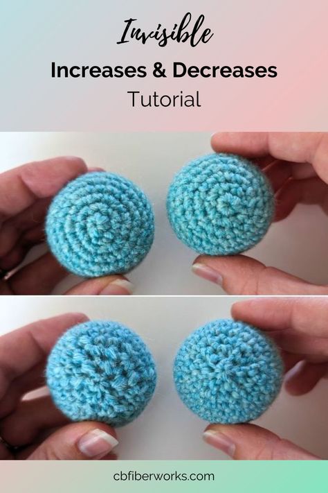 If you're finding a bunch of gaps in your stitches when you make amigurumi, here's an easy way to close them up! Check out how to do invisible increases and decreases on cbfiberworks.com! How To Invisible Decrease Crochet, Increase And Decrease In Crochet, Invisible Decrease Crochet, Invisible Stitch, Crochet Ball, Crochet Decrease, Stitch Tutorial, Amigurumi Tutorial, Crochet Animal