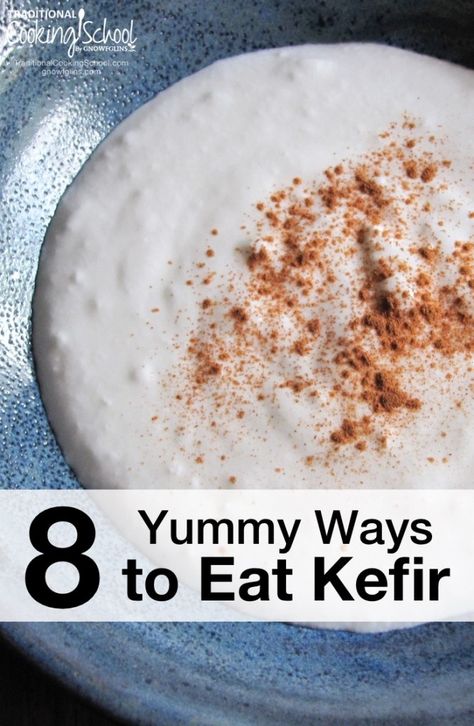 8 Yummy Ways To Eat Kefir | Don't like plain kefir, even though you know it's good for you? Well, I have some people like you in my family. So I've been on a mission to come up with fun and yummy ways to eat kefir! Please share in the comments how you eat kefir! | TraditionalCookingSchool.com Milk Kefir Recipes, Kefir Milk, Kefir Yogurt, Nourishing Recipes, Cultured Food, Kefir Recipes, Kefir Grains, Water Kefir, Milk Kefir