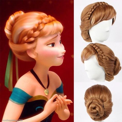 Anna Hair Frozen, Anna Frozen Hair, Frozen Hairstyles, Party Updo, Anna Coronation, Anna Hair, Frozen Jr, Elsa Hair, Disney Princess Hairstyles