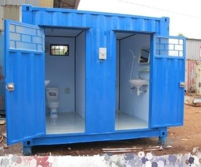 Container Toilet Design, Diy Septic System, Shipping Container Sheds, Outside Toilet, Container Restaurant, Container Cafe, Bathroom Sink Decor, Outdoor Bathroom Design, Container Conversions