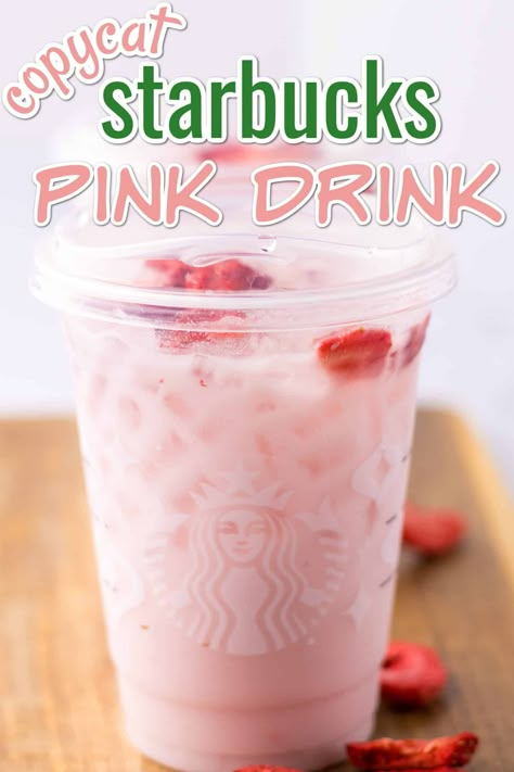 Copycat Starbucks Pink Drink - Life With The Crust Cut Off How To Make Pink Drink At Home, How To Make Starbucks Pink Drink, Home Made Pink Drink, How To Make Pink Drink, Pink Drink At Home Recipe, The Pink Drink Starbucks, Pink Drink Ingredients, Pink Drink Starbucks Recipe, Copycat Drinks