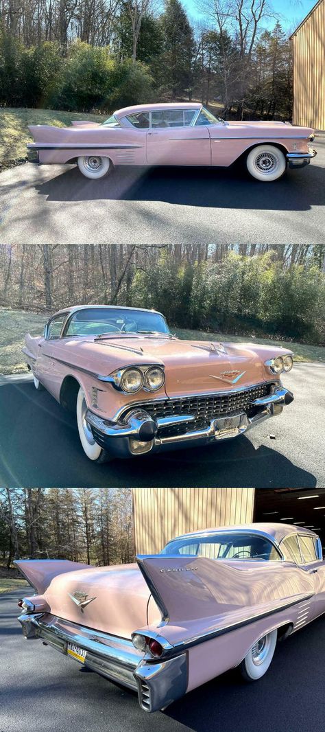 1958 Cadillac Coupe De Ville Pink Lowrider Bike, Cadillac Aesthetic, Chevy Impala 1967, Impala 1967, Cadillac Coupe Deville, 50s Cars, Text Stickers, 1959 Cadillac, Chrome Car