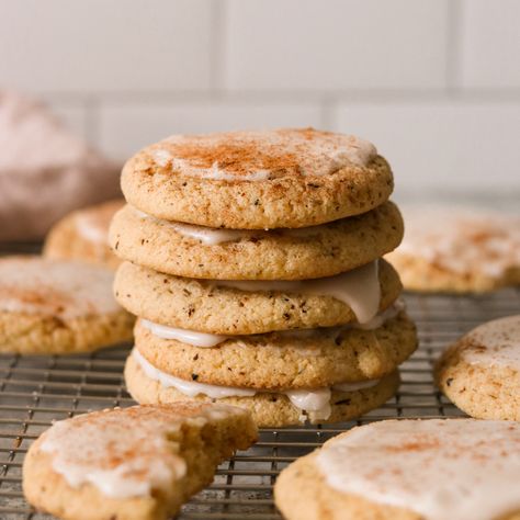 Taylor Swift's Chai Cookies Recipe (with Glaze!) Taylor Swift Chai Tea Cookies, Chai Tea Cookies, Chai Cookie, Chai Cookies Recipe, Chia Cookies, Eggnog Glaze, Chai Cookies, Vegan Oatmeal Cookies, Fall Cookie Recipes