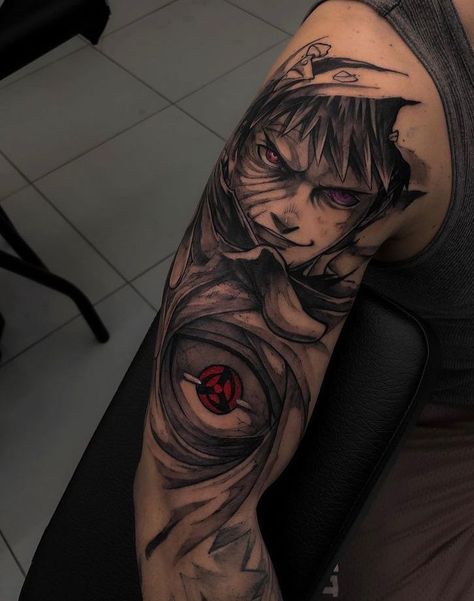 Naruto Shoulder Tattoo, Itachi Tattoo Stencil, Obito Uchiha Tattoo Ideas, Madara Uchiha Tattoo, Bullish And Bearish Logo, Obito Tattoo, Anime Sleeve Tattoo, Tattoos God, Naruto Tattoos