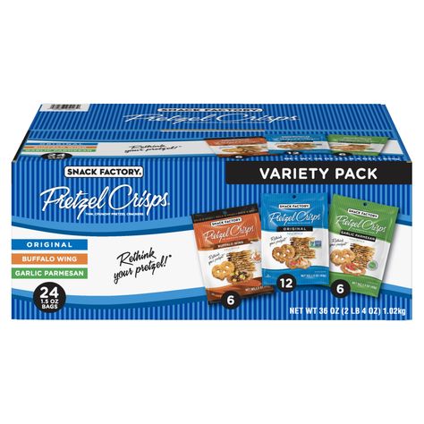 Free 2-day shipping on qualified orders over $35. Buy Snack Factory Pretzel Crisps Variety Pack, Individual 1.5 Oz Snack Packs, 24 Ct at Walmart.com Pretzel Crackers, Single Serve Snacks, Snack Factory Pretzel Crisps, Pretzel Chips, Pretzel Thins, Banana Smoothie Healthy, Pretzel Crisps, Buffalo Wing, No Bake Snacks