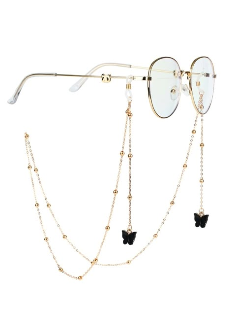 Butterfly Pendant Glasses Chain | SHEIN USA Circle Glasses With Chain, Mushroom Glasses Chain, Cute Glasses Accessories, Aesthetic Glasses Chain, Glasses Accessories Jewelry, Glasses Chains Aesthetic, Chains For Glasses, Cute Glasses Chain, Round Glasses With Chain