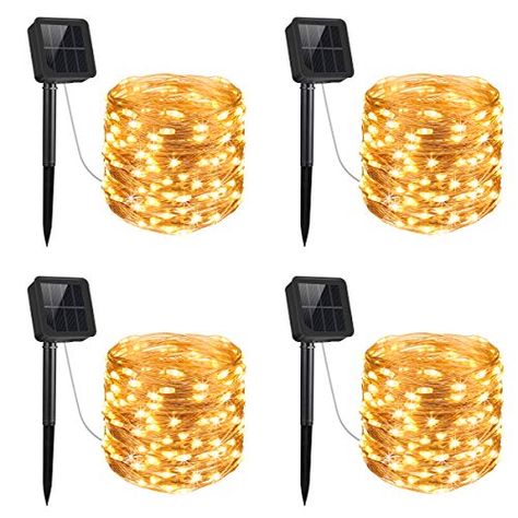 AMIR Upgraded Solar String Lights, 4 Pack 33ft Mini 100 LED Outdoor String Lights, Waterproof 8 Lighting Modes Solar ... Modern Farmhouse Christmas Tree, Tesla Solar Roof, Solar Powered Fairy Lights, Tesla Solar, Solar Led Lights Outdoor, Modern Farmhouse Christmas, Lights Outside, Christmas Lights Outside, String Lighting