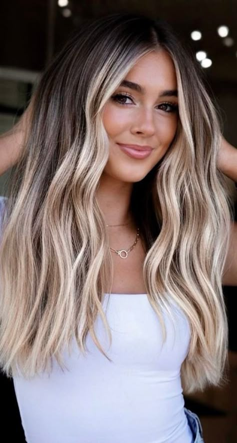 Highlights And Lowlights Blonde, Blonde Ombre Hair Color, Blonde Highlights And Lowlights, Blonde Ombre Hair, Haircolor Ideas, Baylage Hair, Blonde Hair Goals, Blonde Hair With Roots, Ombre Hair Blonde