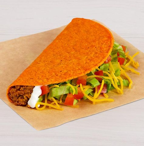 Cheetos Recipes, Taco Bell Food, Doritos Locos Tacos, Taco Supreme, Taco Bell Menu, Nacho Cheese Doritos, Dorito Taco, Creamy Jalapeno Sauce, Chips Food