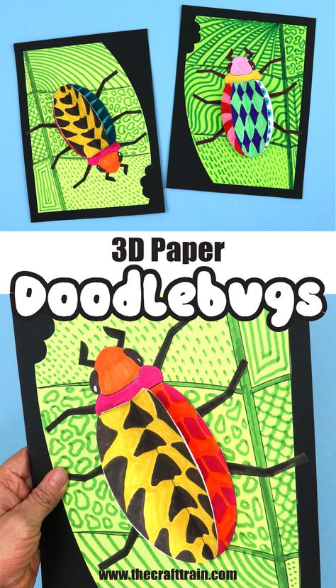 patterned paper insects on leaves created with doodle art designs Symmetry Bugs Art Project, Bug Art Lesson, Insect Activities For Kids, Minibeast Art, Insects Craft, Craft For Older Kids, Symmetry In Nature, Insect Art Projects, Bug Craft