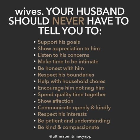 Wives, here are the things your husband should never have to tell you Christian Couple, Happy Marriage Tips, Emotional Intimacy, Marriage Advice Quotes, Intimacy In Marriage, Quotes App, Bedroom Game, Relationship Lessons, Relationship Therapy