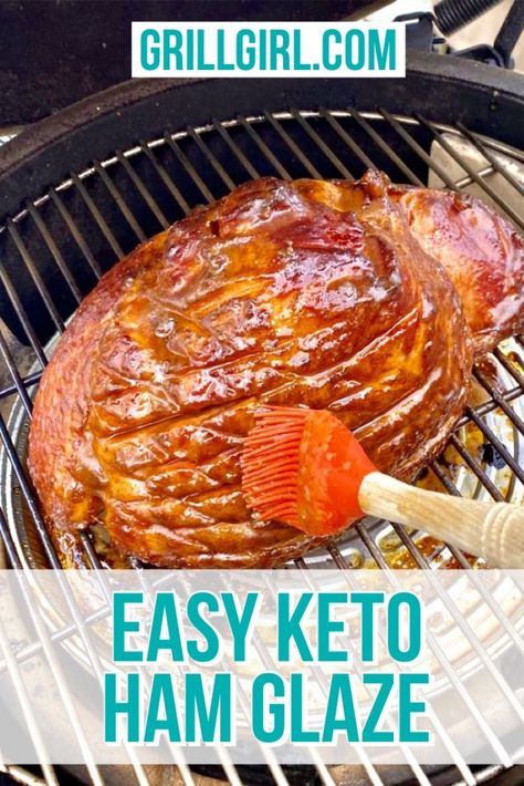 Keto Ham Glaze, Precooked Ham, Smoked Ham Recipe, Ginger Glaze, Big Green Egg Grill, Whole Ham, Big Green Egg Recipes, Outdoor Cooking Recipes, The Big Green Egg