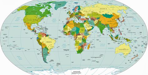 Political World Map / World Map - Continents, Countries and Territories - Worldatlas.com Brownie Journey, World Map Mural, Geography Quiz, Geography For Kids, Detailed World Map, Map Murals, World Map Wallpaper, Map Pictures, World Map Poster