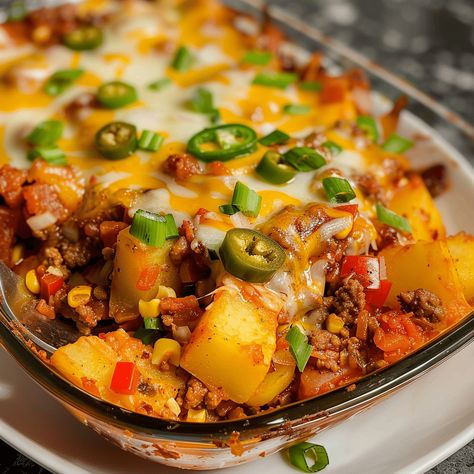 Whip up a Taco Potato Casserole tonight—easy, flavorful, and perfect for any taco night. Quick prep and delicious results! Taco Potatoe Casserole, Mexican Potato Casserole, Taco Potatoes Casserole, Potato Taco Casserole, Taco Potato Casserole, Taco Potatoes, Mash Potato Dishes, Loaded Potato Casserole, Leftover Baked Potatoes