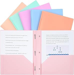 Two-Pocket-Folders with 3 Prongs, Letter Size Plastic Folders with Pockets and Prongs, Poly Plastic Folders for Office & School. 6 Pastel Colors (Pastel Color) Pastel Color Office, School Backpack Essentials, Preppy School Supplies, School Preppy, Color Office, School Folders, Backpack Essentials, Plastic Folders, Pocket Folders