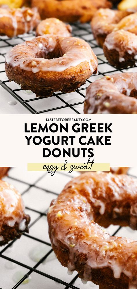 Greek Yogurt Sour Cream, Sour Cream Donut, Lemon Greek Yogurt, Greek Yogurt Cake, Nature Club, Cream Donut, Protein Donuts, Recipe List, Baking 101