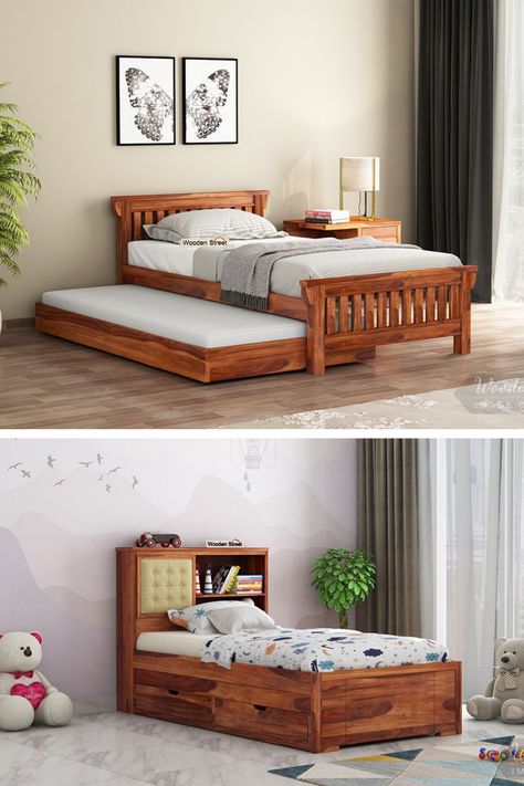 Pull Out Beds For Small Spaces, Single Cot Bed Design Wooden, Queen Bed With Pull Out Bed, Bed Frame With Pull Out Bed, Pull Out Bed Ideas For Small Room, Diwan Bed Design Modern, Single Cot Bed Design, Pull Out Bed Ideas Space Saving, Single Bed Design Wooden