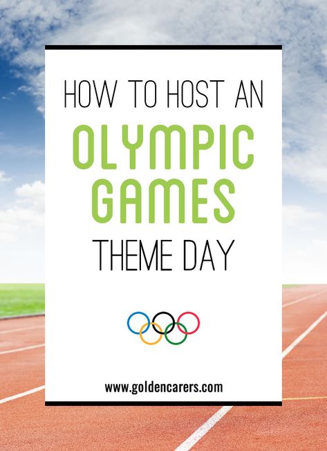 How to host an Olympic Games Theme Day: Plan your own Mini Olympics for the Elderly in Nursing Homes and Long Term Care Facilities.  What a spectacular event and what a great opportunity to make your facility buzz with excitement! Olympic Party Games, Summer Olympics Party, Mini Olympics, Office Olympics, Olympic Theme Party, Olympic Games For Kids, Olympic Idea, Kids Olympics, Olympic Crafts