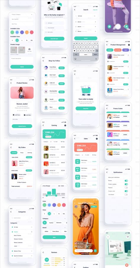 Shopex ¨C eCommerce Mobile App UI Template Mobile Ui Design Trends, Ecommerce Mobile App, Ecommerce App, Graphic Trends, Mobile App Ui, Flyer Design Templates, Market Shopping, Ui Kit, Vector Illustrations