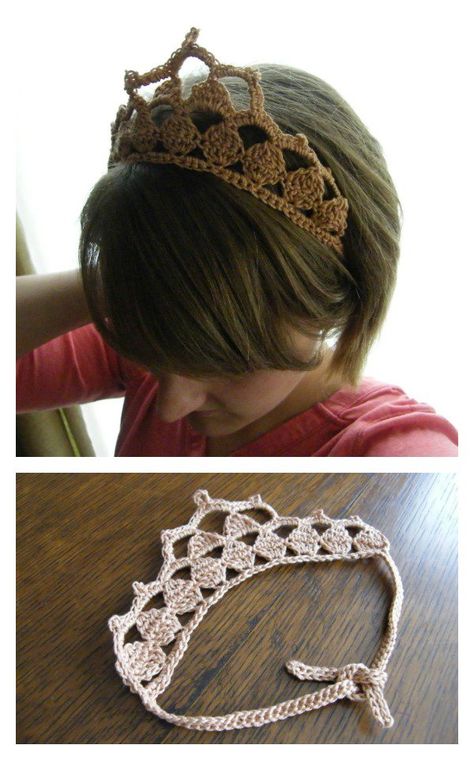 10 Royal Crochet Crown FREE Patterns - Page 2 of 2 Royal Crochet, Crochet Crown Pattern, Crochet Tiara, Crochet Crown, Bandeau Au Crochet, Crochet Princess, Crochet Headbands, Confection Au Crochet, Crochet Hair Accessories