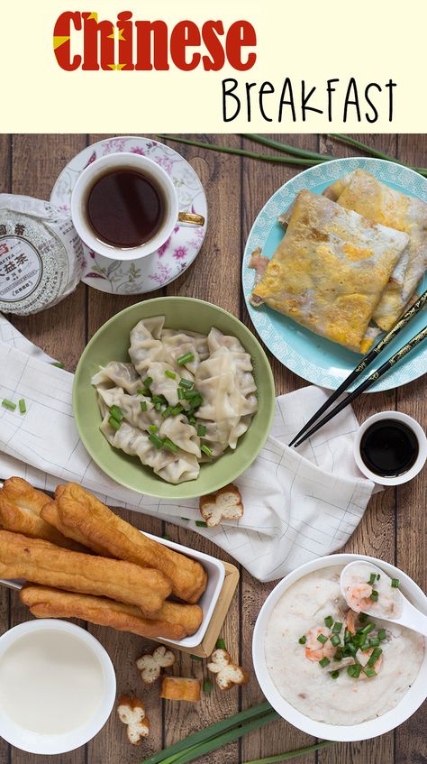 A look at the traditional Chinese breakfast including dumplings, rice porridge, fried bread sticks, and amazing crepes! | cookingtheglobe.com Chinese Breakfast, Breakfast Around The World, Recipes Chinese, Asian Breakfast, Taiwanese Cuisine, Moroccan Cooking, Savory Crepes, Rice Porridge, Foreign Food