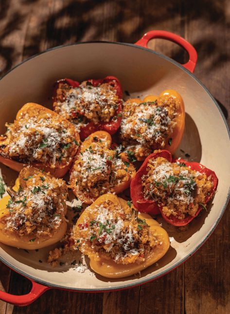 Saffron and paprika inspire paella flavors inside these Manchego- and chorizo-filled roasted peppers. Chorizo Stuffed Peppers, Manchego Cheese Recipes, Manchego Recipes, Tapas Menu, Manchego Cheese, White Chocolate Cheesecake, Gluten Free Cheese, Cheese Lover, Roasted Peppers