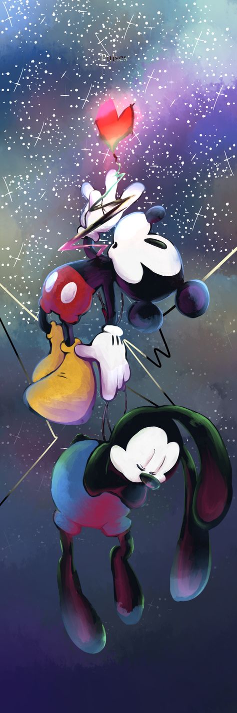 Disney Canvas Paintings, Dark Iphone Backgrounds, Disney Character Art, Epic Mickey, Disney Kingdom, Oswald The Lucky Rabbit, Mickey Mouse Art, Lucky Rabbit, Mickey Mouse Cartoon