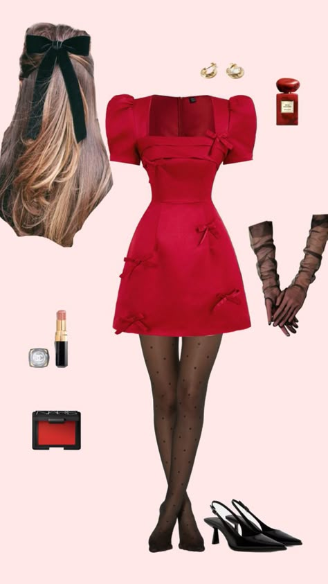 #elegance #cute #cuteoutfit #eleganceoutfit #outfitinspo #christmasoutfit #christmas Rich Christmas Outfit, Red Dress Outfit Winter Christmas, Paris Christmas Aesthetic Outfits, Christmas Outfits Y2k, Christmas Party Aesthetic Outfit, Red Christmas Dress Outfit, Christmas Performance Outfit, Christmas Eve Service Outfit, Christmas Eve Party Outfit